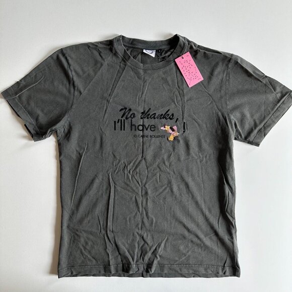 CARNE BOLLENTE "No Thanks, I'll Have" Washed Gray T-Shirt - Men's Large - Picture 1 of 4